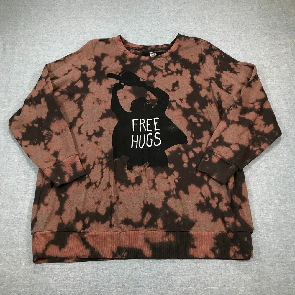 Hot Topic Texas Chainsaw Massacre Womens 1 XL Sweatshirt Free Hugs Tie Dye AU20